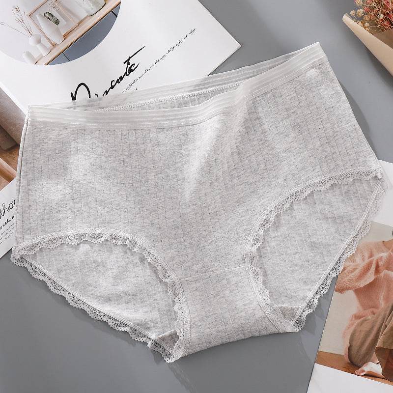 Antibacterial lace-edged panties - Mubimart