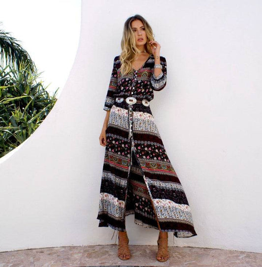 Women Beach Boho Maxi Dress - Mubimart
