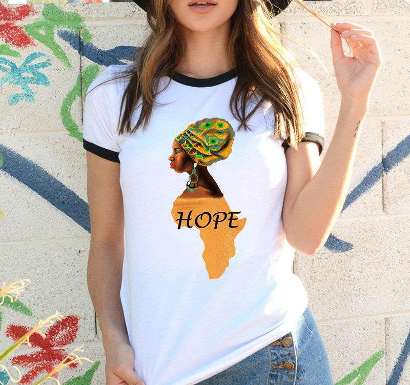 Africa Map Graphic T Shirt for Women ，Printed T-shirt - Mubimart