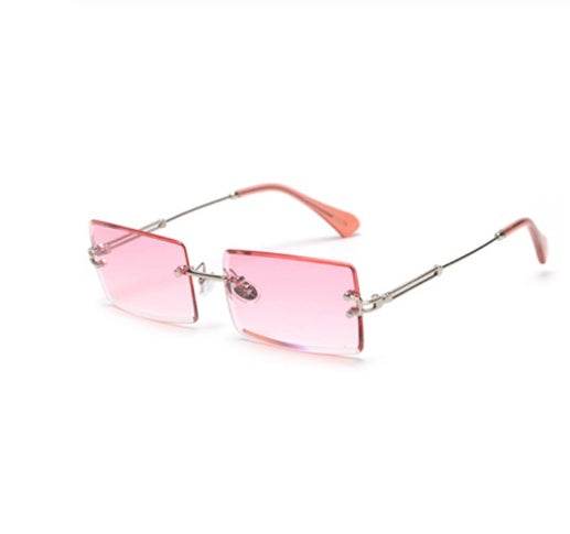Rimless Rectangle Sunglasses Square Fashion Hip-hop Sunglasses Tide Ins Retro Street Beat Cut Edge Sunglasses - Mubimart