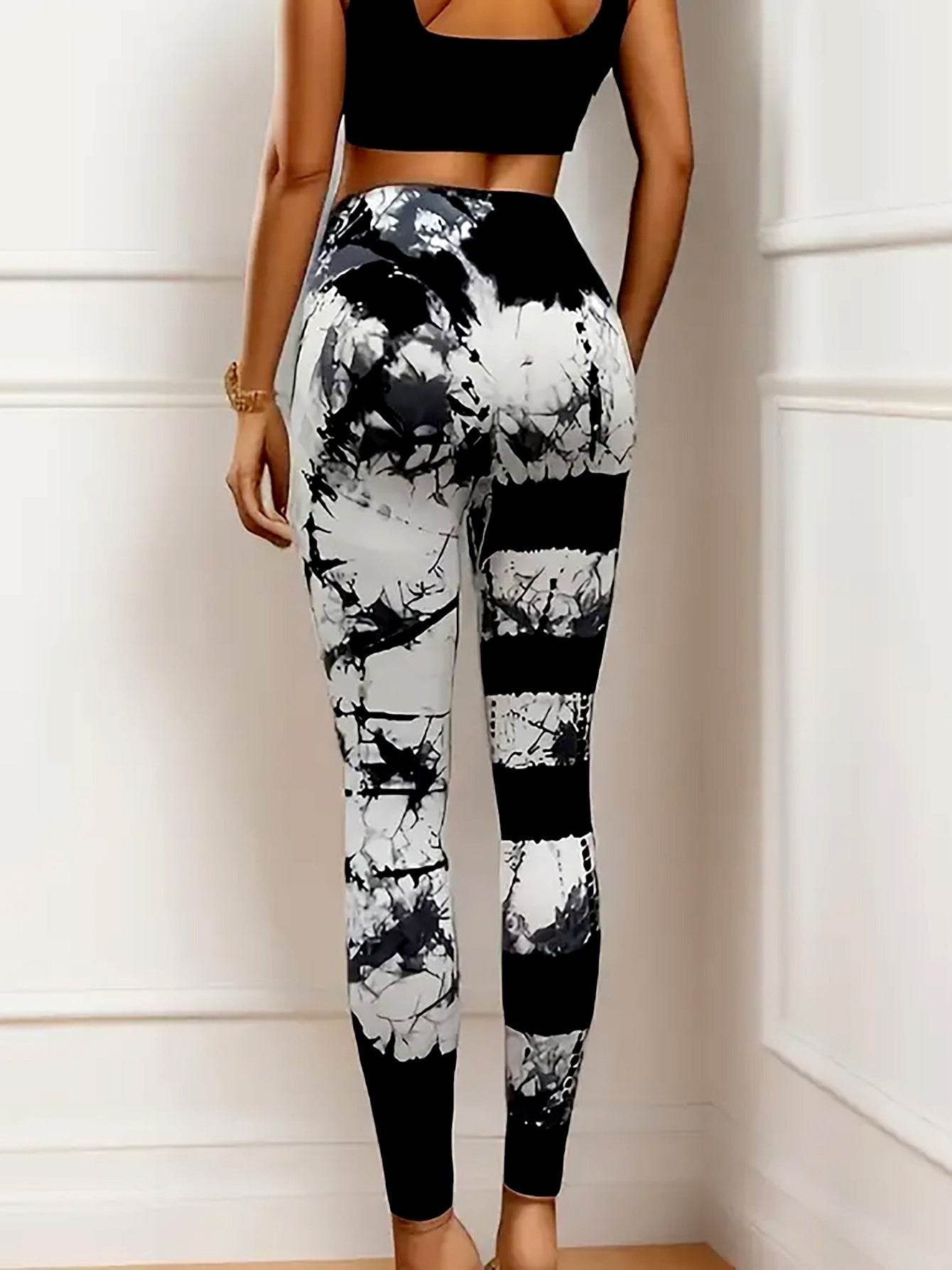 Tie-dye High Waist Tummy Control Butt Lifting Moisture Wicking Quick Drying Seamless Tie Dye Yoga Pants, Running Sports Tight Pants, Women's Activewear - Mubimart