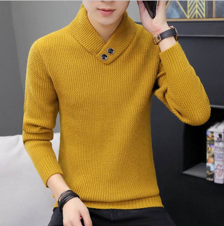 Lapel pullover sweater - Mubimart