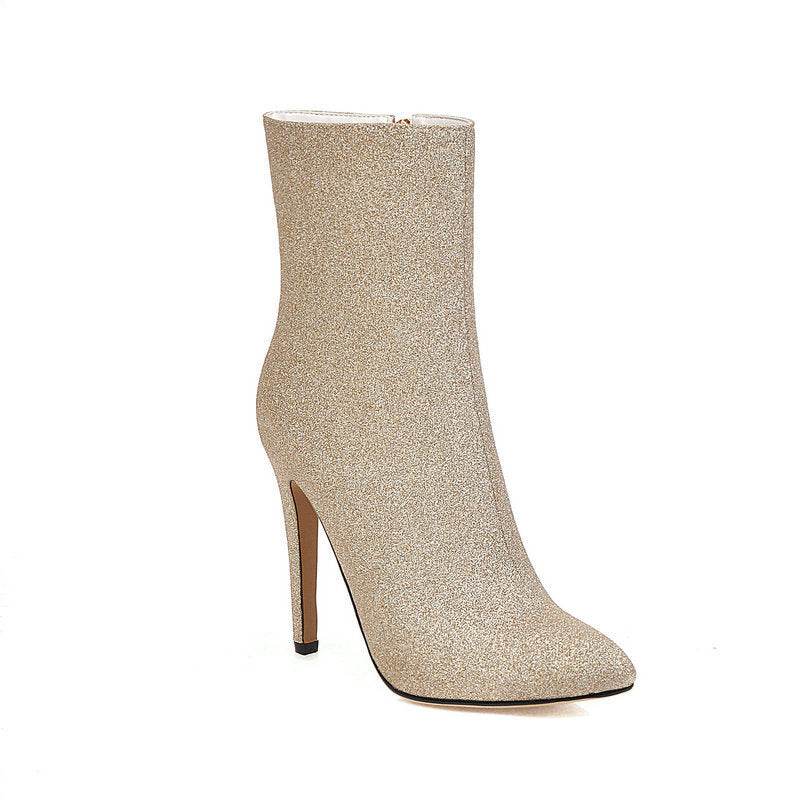 Sequined side zip stilettos - Mubimart