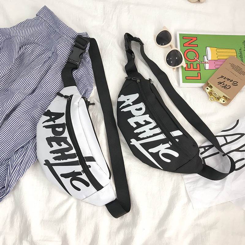 Nylon printed letters small satchel - Mubimart