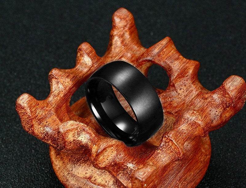 Men's Black Titanium Ring Matte Finished Classic Engagement Anel Jewelry For Male Wedding Bands - Mubimart