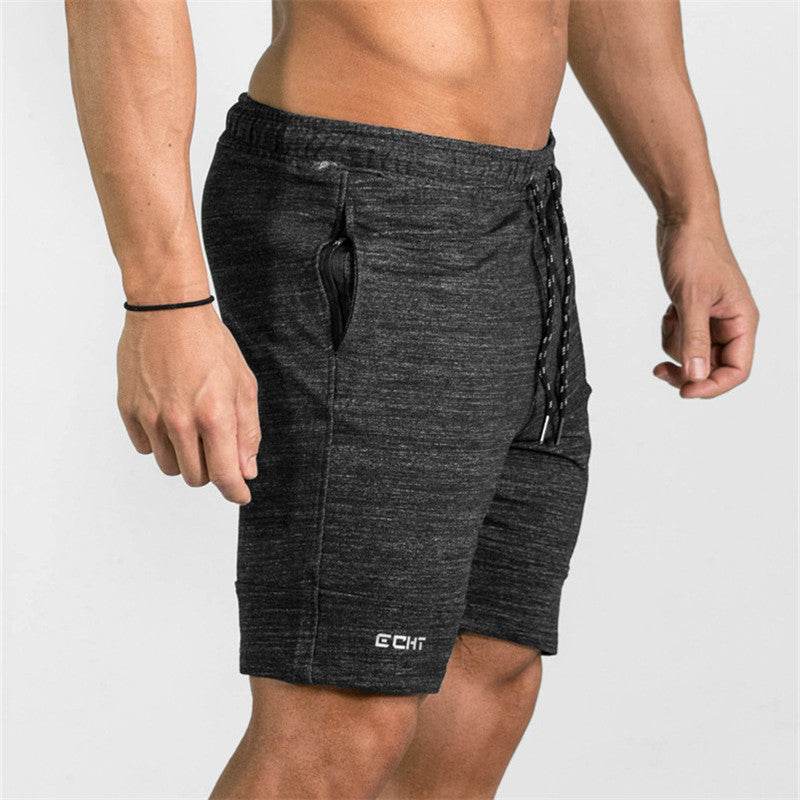 Summer Men's Gyms Shorts Bodybuilding Clothing Men Fitness Zipper Pathwork Workout Cotton Shorts - Mubimart