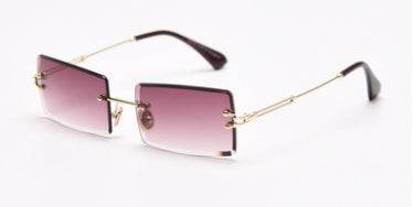 Rimless Rectangle Sunglasses Square Fashion Hip-hop Sunglasses Tide Ins Retro Street Beat Cut Edge Sunglasses - Mubimart