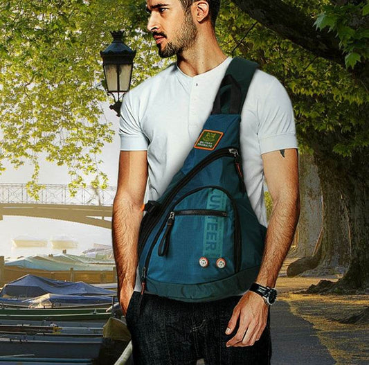 Men Oxford Sling Knapsack Shoulder Messenger Chest Bag Laptop Kettle Travel Assault Single Back Pack Cross Body Trekking Bags - Mubimart