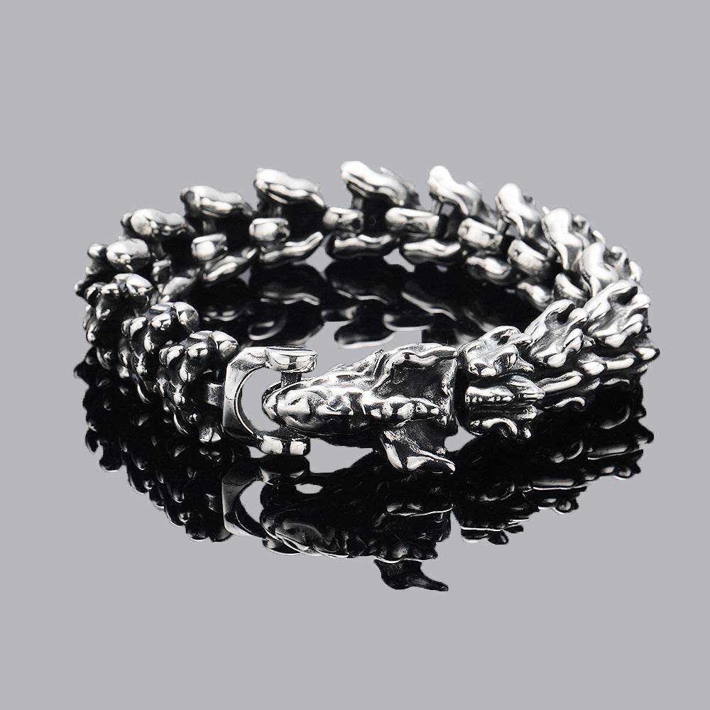 Mens Fashion Vintage Dominant Dragon Head Bracelet - Mubimart