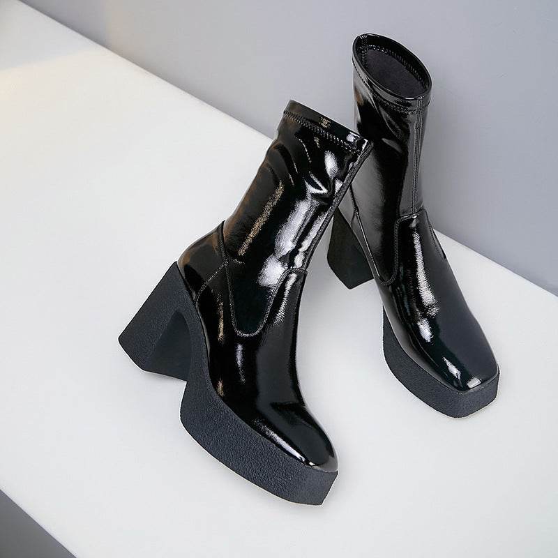 Platform square toe Martin boots - Mubimart