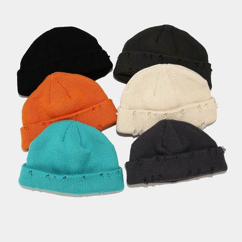 Hole knitted wool hat - Mubimart
