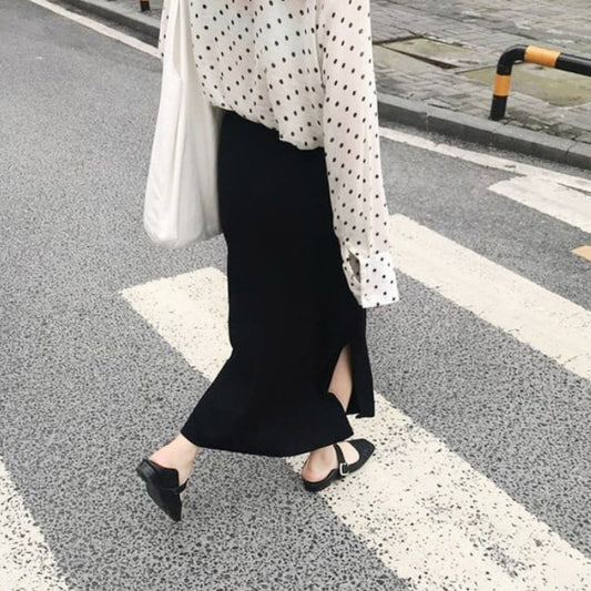 Parent child knitted wool girl\'s long skirt - Mubimart -  
