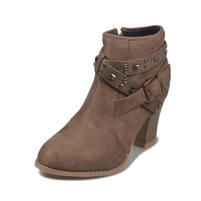 Studded High Heel Booties - Mubimart