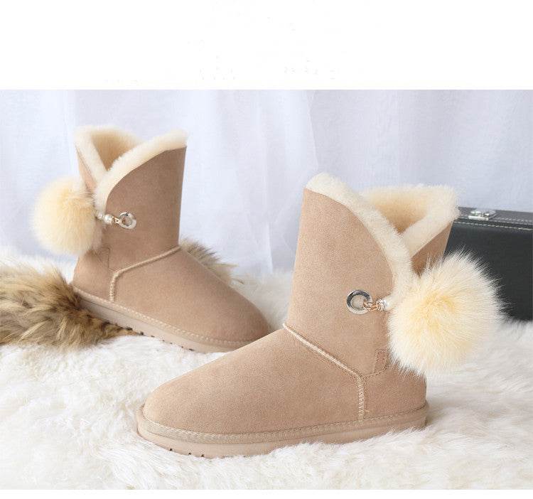 Sheepskin snow boots - Mubimart