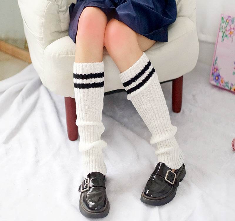 Knitted Warm Daytime Wool Leggings Knee High Socks - Mubimart