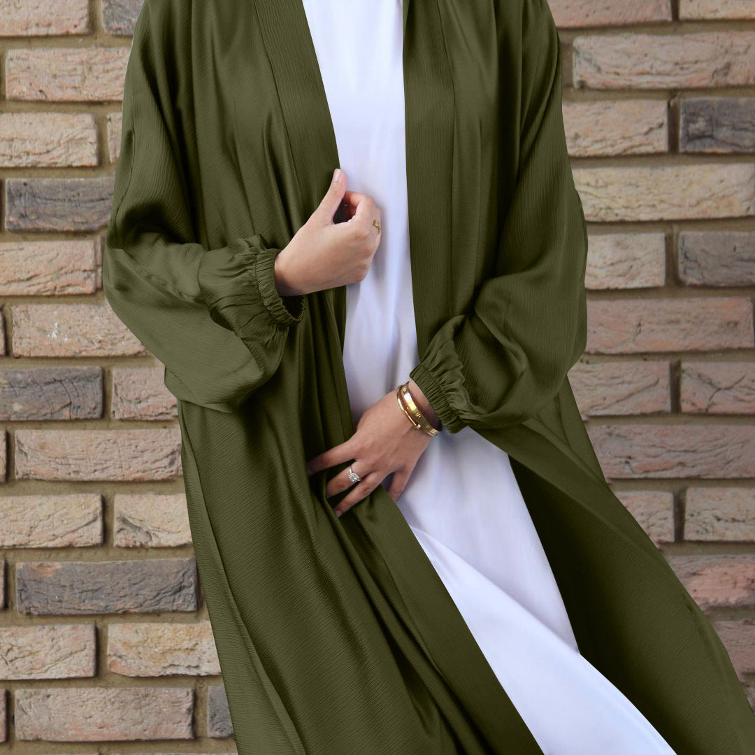 Women's Drawstring Sleeve Plus Size Cardigan Robe - Mubimart -  