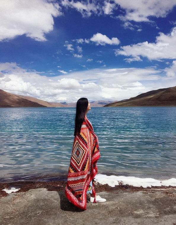 Indian Hippie Shawl Beach Scarves Linen Warm Retro Geo Bohemian Shawls Wraps Scarves - Mubimart