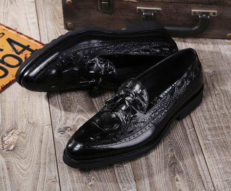 Men's dress shoes tassels Brock carved shoes - Mubimart