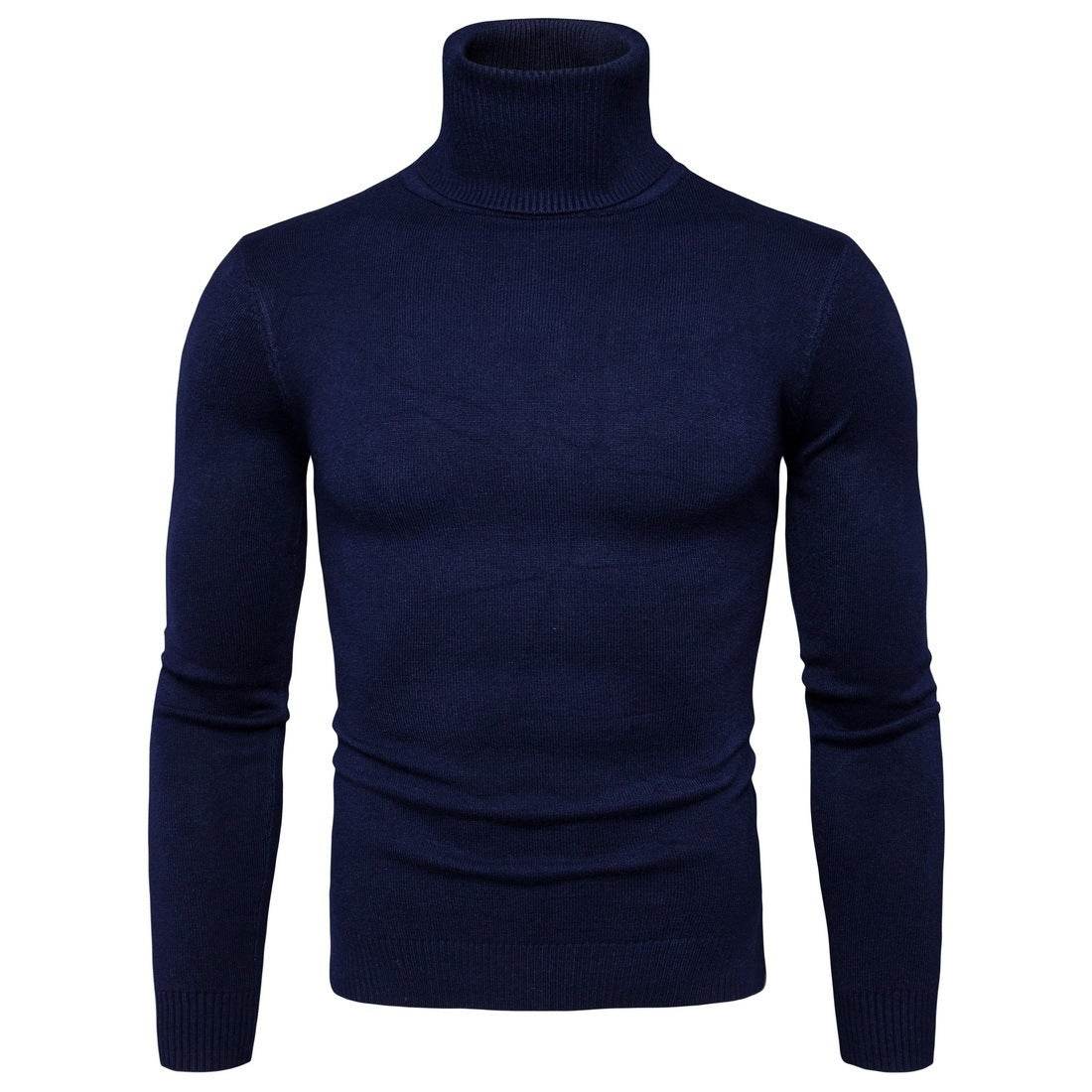 Winter Warm Basic Thermal Turtleneck Sweater Mens Solid Color Slim Fit Clothes Pullover Top - Mubimart