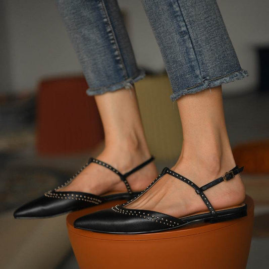 Pointed toe flat shoes - Mubimart