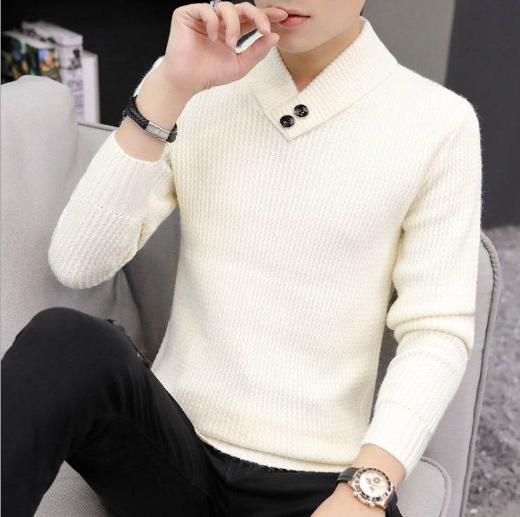 Lapel pullover sweater - Mubimart