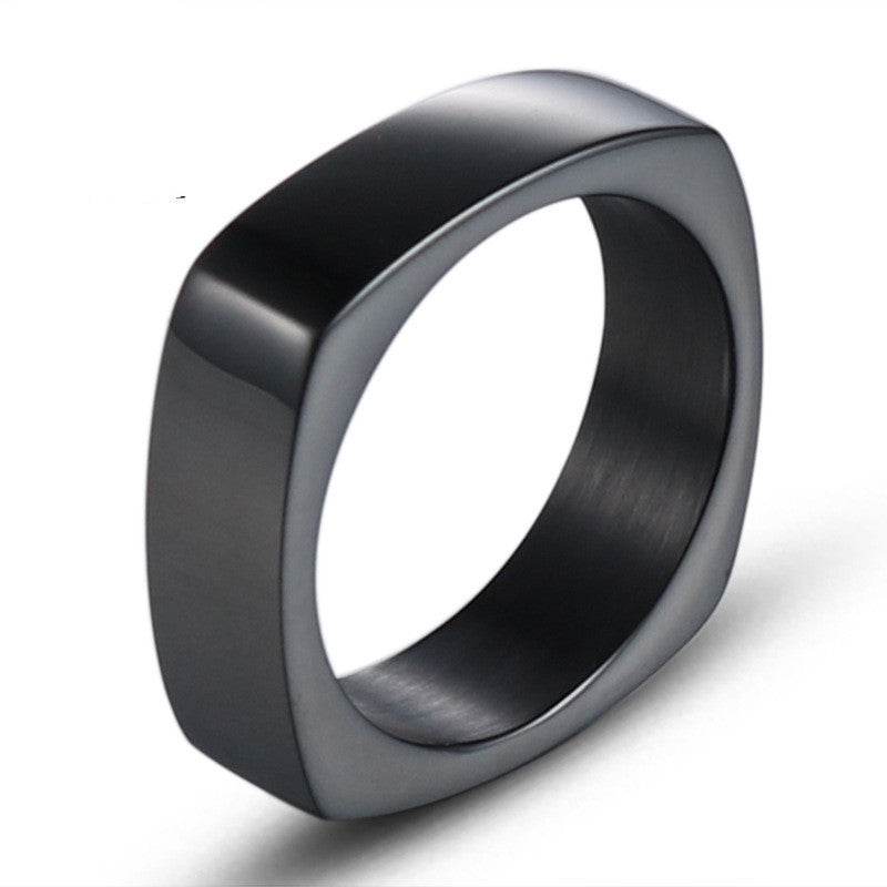 Square Stainless Steel Titanium Steel Ring For Men - Mubimart