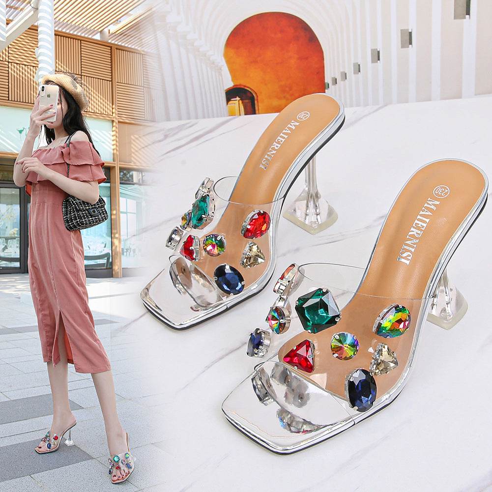 Rhinestone high heels - Mubimart