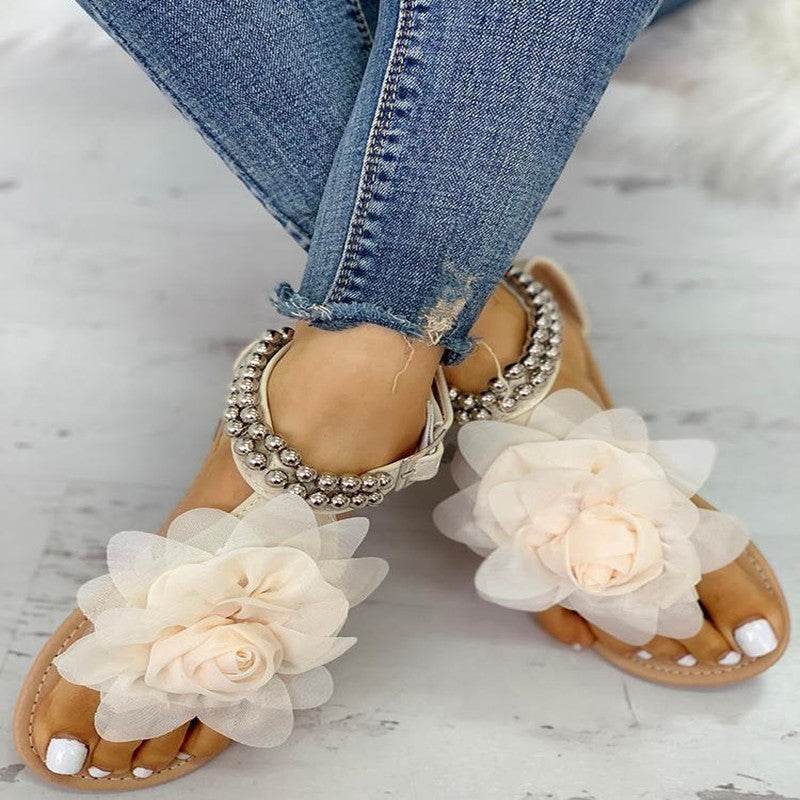Flat flower sandals - Mubimart
