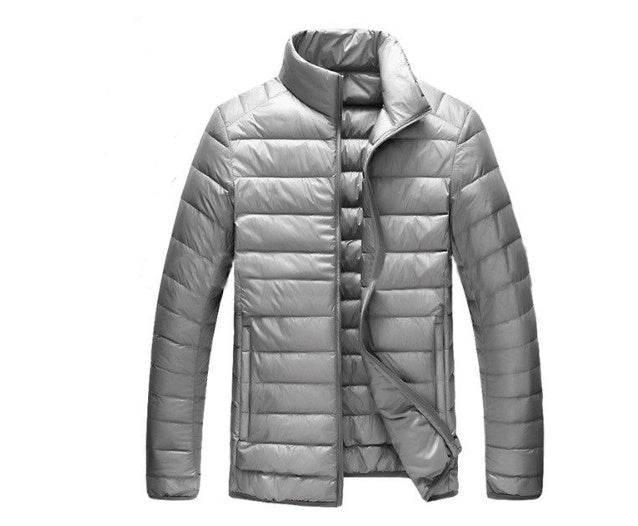 Autumn and winter new men's down jacket large size casual short paragraph collar thin men's down jacket - Mubimart
