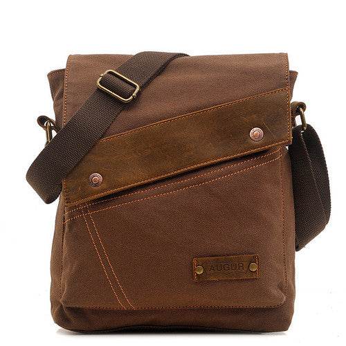 Canvas bag men and women vertical crossbody bag shoulder bag retro - Mubimart