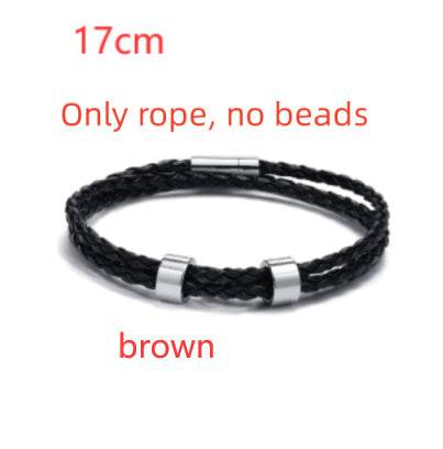 Black Leather Rope Bracelet For Men - Mubimart