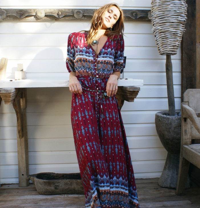 Women Beach Boho Maxi Dress - Mubimart