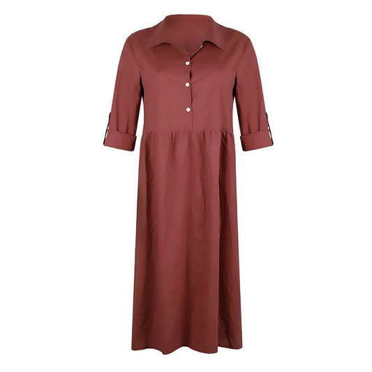 Loose button midi dress - Mubimart