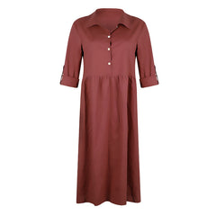 Loose button midi dress - Mubimart -  