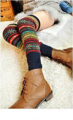 Warm thick cotton socks color knee pads boots socks - Mubimart