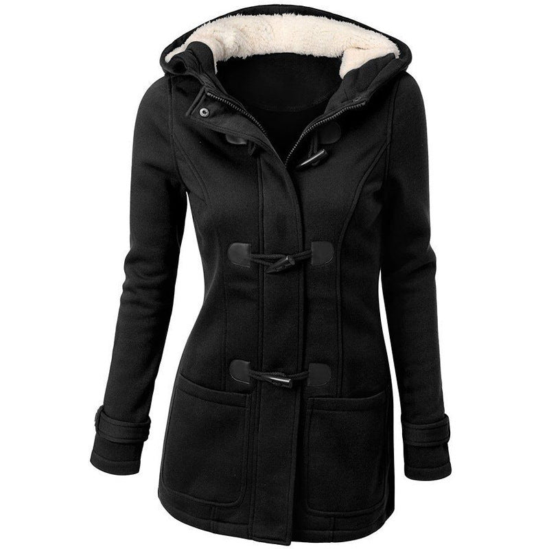 warm winter fur collar jackets women new horn button Long down coat women parka Plus Size female parka hoodies Women - Mubimart -  