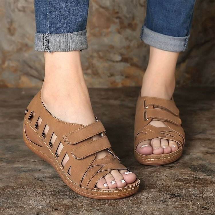 Solid color hollow women sandals - Mubimart