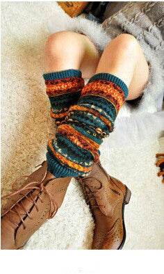 Warm thick cotton socks color knee pads boots socks - Mubimart
