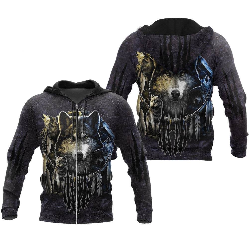 Darkness Dreamcatcher Wolf 3D Printed Men Hoodies Sweatshirt - Mubimart