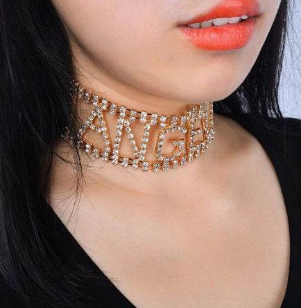 Angel Rhinestone Choker - Mubimart