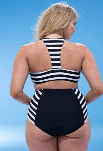 Split stripe bikini - Mubimart
