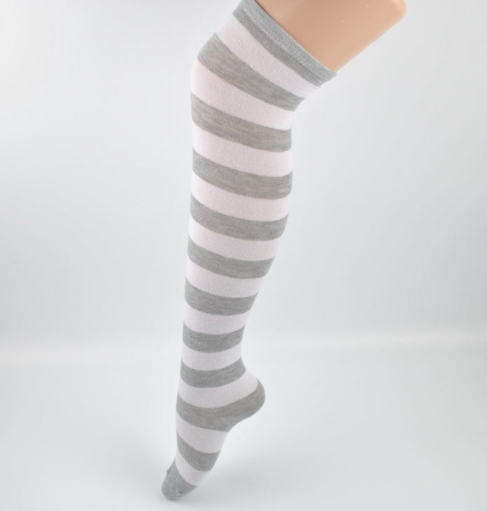 Stockings ladies over knee socks Japanese thigh socks striped high socks socks - Mubimart -  