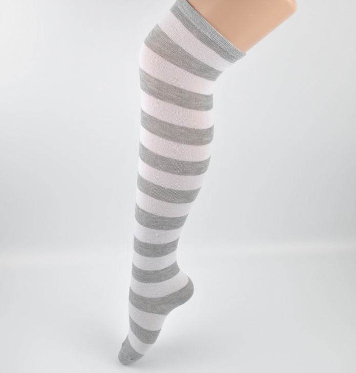 Stockings ladies over knee socks Japanese thigh socks striped high socks socks - Mubimart