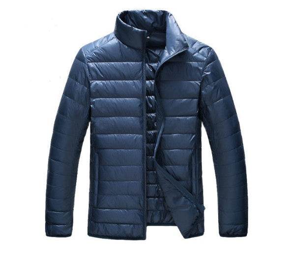 Autumn and winter new men's down jacket large size casual short paragraph collar thin men's down jacket - Mubimart