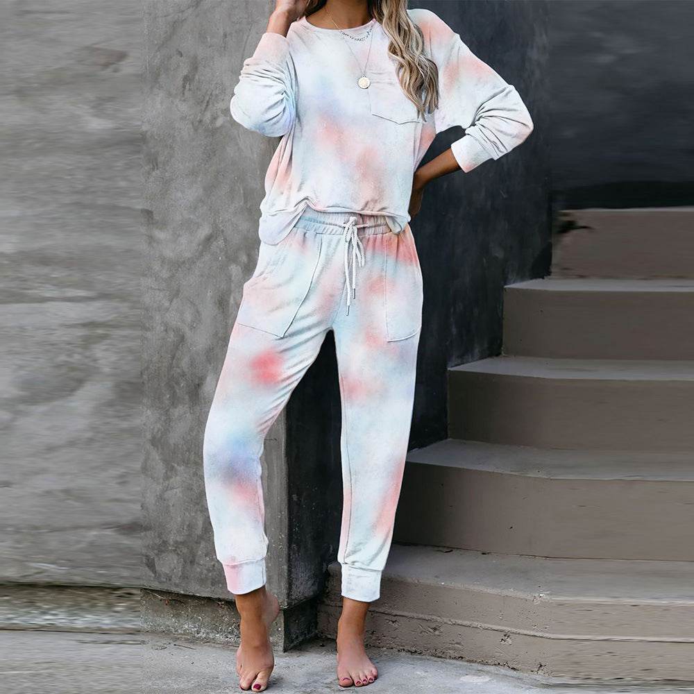 Long sleeve trousers pajama set - Mubimart