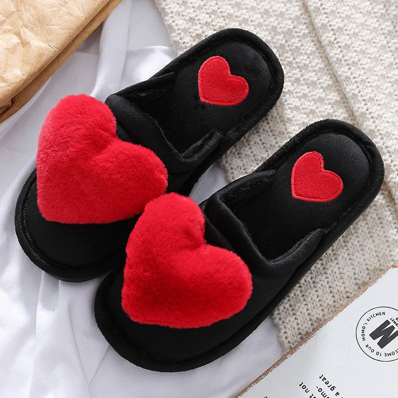 Cute Love Fluffy Slipper Home Slippers - Mubimart
