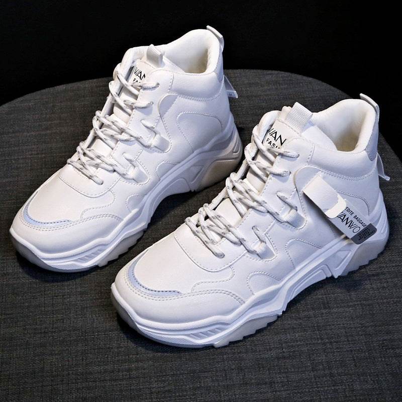 High-top sneakers, white shoes, women - Mubimart