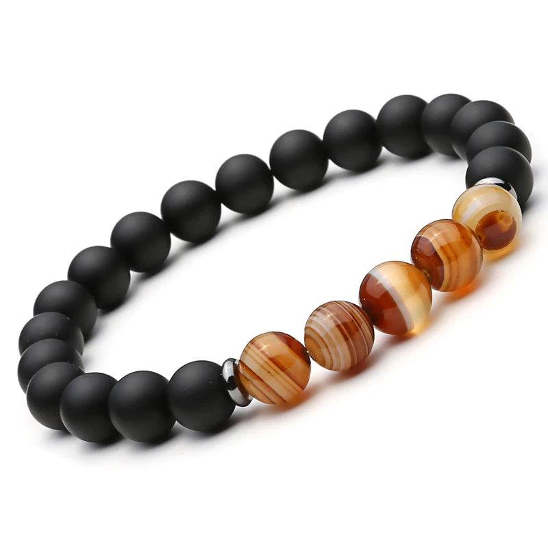 Mcllroy 2pc Natural stone Bracelet Beaded Black Mantra Prayer Beads Buddha Bracelet for Women and Mens men jewelry viking bijoux - Mubimart