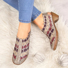 Cross weave wedge booties