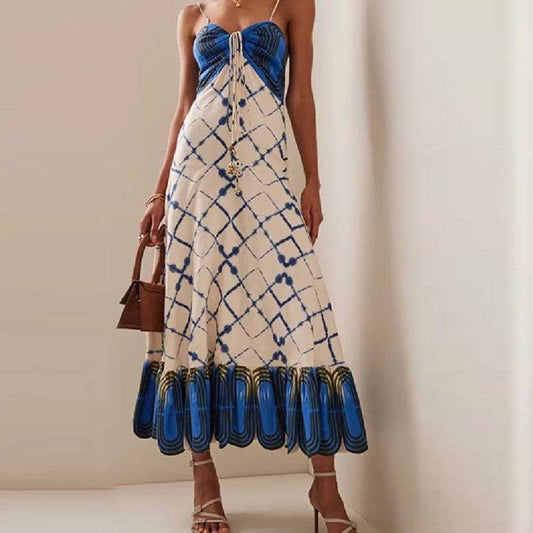 Ladies Positioning Print Slip Dress - Mubimart